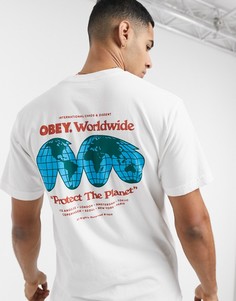 Белая футболка из органического хлопка с надписью "Protect The Planet" Obey-Белый