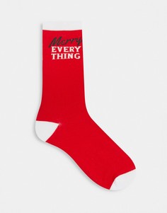 Новогодние носки с надписью "Merry Everything" Typo-Красный
