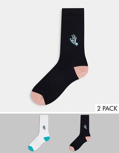 Набор из двух пар носков черного и белого цвета с маленьким рисунком руки Santa Cruz-Многоцветный