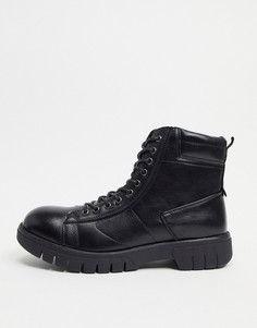 Черные ботинки на толстой подошве и шнуровке Rule London-Черный цвет