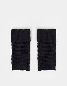 Черные вязаные варежки без пальцев ASOS DESIGN-Черный цвет