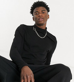 Черный лонгслив узкого кроя с отворачивающимся воротником COLLUSION