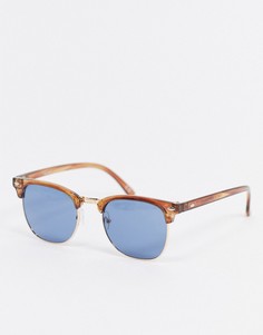 Солнцезащитные очки в стиле ретро в черепаховой оправе со светло-синими линзами ASOS DESIGN-Коричневый цвет