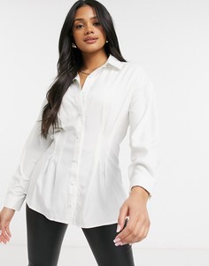 Белая приталенная рубашка QED London-Белый