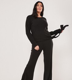 Комплект одежды для дома из футболки и расклешенных брюк черного цвета Missguided Plus-Черный цвет