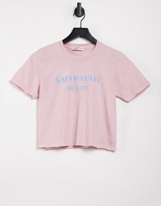 Укороченная розовая футболка с принтом "Brazil" от In The Style-Розовый цвет