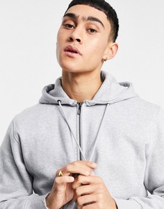 Худи серого цвета с молнией Celio-Серый