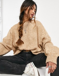 Бежевый вязаный oversized-джемпер Stradivarius-Светло-бежевый