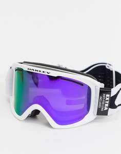 Белые горнолыжные очки с крупной оправой и фиолетовыми/зелеными линзами Oakley Frame 2.0 pro-Белый