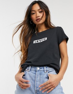 Черная футболка с прямоугольным логотипом Levis-Черный цвет