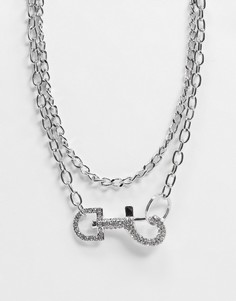 Серебристое массивное ожерелье с зажимом из страз Uncommon Souls-Серебристый