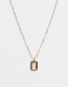 Золотистое ожерелье-цепочка с подвеской в виде жетона Topman-Золотистый