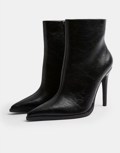 Черные ботинки на молнии с заостренным носом Topshop-Черный цвет