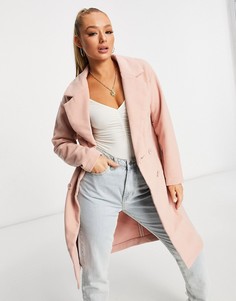 Пыльно-розовое пальто Threadbare-Розовый цвет