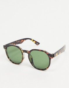Квадратные солнцезащитные очки с узкой оправой черепаховой расцветки и дымчатыми стеклами ASOS DESIGN-Коричневый цвет