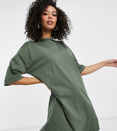 Платье-футболка цвета хаки ASOS DESIGN Tall-Зеленый цвет