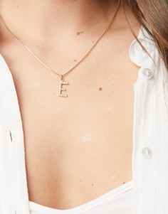 Ожерелье с подвеской из кристаллов в виде буквы "E" Krystal London Swarovski-Прозрачный
