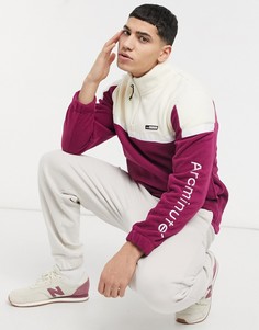 Свитшот из плотного флиса на короткой молнии светло-бежевого/фиолетового цвета Arcminute-Белый