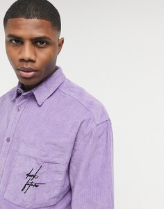 Oversized-рубашка из крупного вельвета в стиле 90-х с вышивкой ASOS Dark Future-Фиолетовый цвет