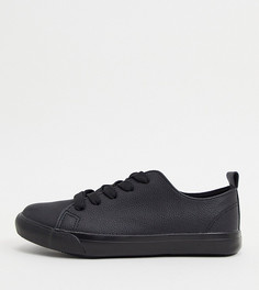 Черные кроссовки на шнуровке New Look Wide Fit-Черный цвет