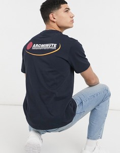 Темно-синяя футболка с принтом на спине Arcminute-Темно-синий