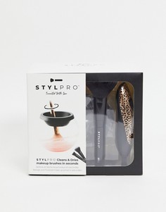 Подарочный набор для очищения и сушки кистей для макияжа STYLPRO - Cheetah-Черный цвет