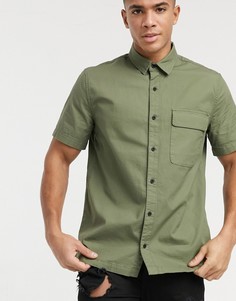 Рубашка цвета хаки из рипстопа Topman-Зеленый цвет