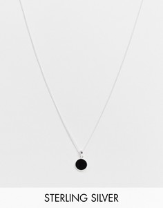 Тонкое ожерелье из стерлингового серебра толщиной 1 мм с подвеской из искусственного черного агата ASOS DESIGN-Серебристый