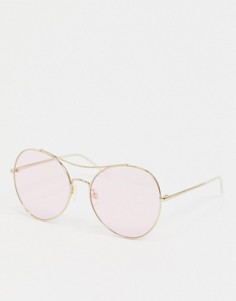 Круглые солнцезащитные очки-авиаторы с розовыми стеклами Tommy Hilfiger-Розовый цвет