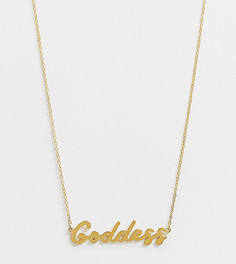 Ожерелье с надписью "Goddess" с влагозащищенным покрытием из 18-каратного золота Hoops + Chains LDN-Золотистый