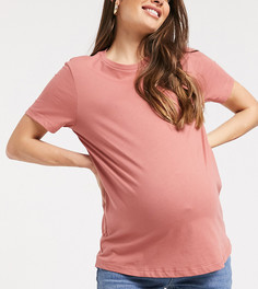 Пыльно-розовая футболка из органического хлопка с круглым вырезом ASOS DESIGN Maternity Ultimate-Розовый цвет