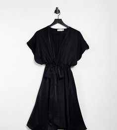 Черное атласное платье миди с рукавами кимоно Blume Maternity-Черный цвет