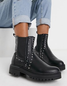 Черные ботинки челси на массивной подошве с заклепками Schuh Austin-Черный цвет