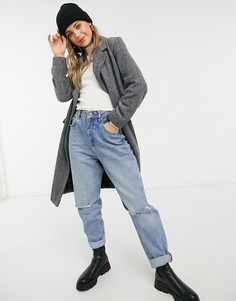 Серое пальто с поясом Miss Selfridge-Серый