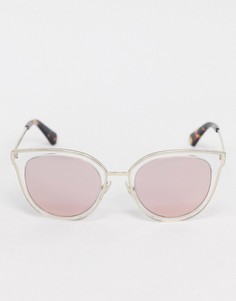 Белые солнцезащитные очки в круглой оправе с розовыми линзами Kate Spade-Белый