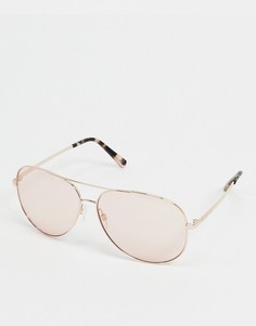 Золотистые очки-авиаторы с розовыми стеклами Michael Kors-Золотистый