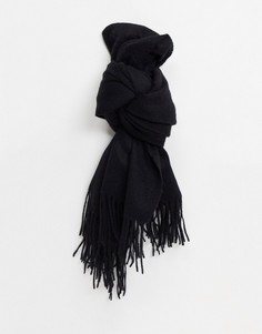Черный шарф-накидка из 100% шерсти ASOS DESIGN-Черный цвет