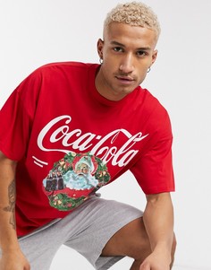 Новогодняя пижама для дома из футболки с принтом "Coca-Cola" и шорт ASOS DESIGN-Красный