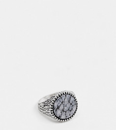Шлифованное серебристое кольцо с полудрагоценным камнем Reclaimed Vintage Inspired-Серебряный