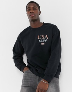Черный свитшот с принтом «USA 94» New Look