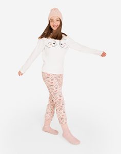 Флисовая пижама с вышивкой для девочки Gloria Jeans