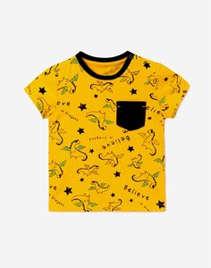 Жёлтая футболка с рисунками для малыша Gloria Jeans