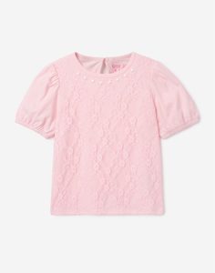 Розовая футболка со стразами для девочки Gloria Jeans