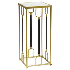 Подставка интерьерная Glasar с белым мрамором 26x26x60см ГЛАСАР