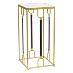 Подставка интерьерная Glasar с белым мрамором 31x31x65см ГЛАСАР