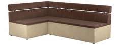 Кухонный угловой диван левый Классик Микровельвет Коричневый/Бежевый Bravo