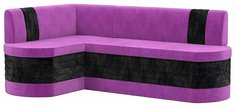 Кухонный угловой диван левый Токио Микровельвет Фиолетовый/Черный Bravo