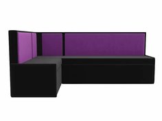 Кухонный угловой диван левый Кристина Микровельвет Черный/Фиолетовый Bravo