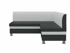 Диван кухонный угловой Уют правый Экокожа Черный Белый Bravo