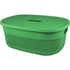 Корзина для хранения с крышкой OSLO 12л бархатно-зеленый Plast Team